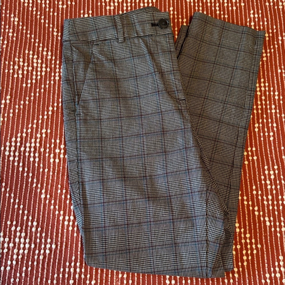 LOFT Women's Gray Plaid Dress Pants